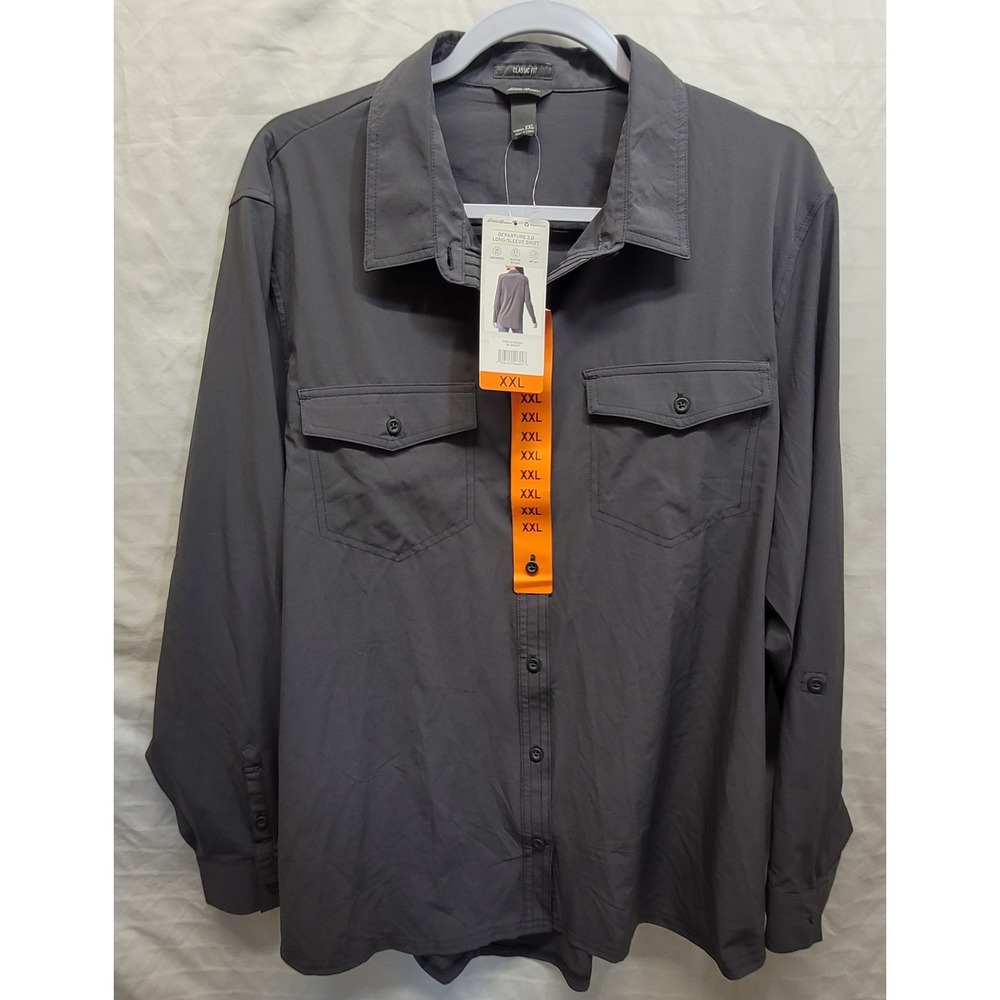 Eddie Bauer Womens Departure 2.0 Shirt XXL Dark Smoke Grey Long Sleeve UPF 50+